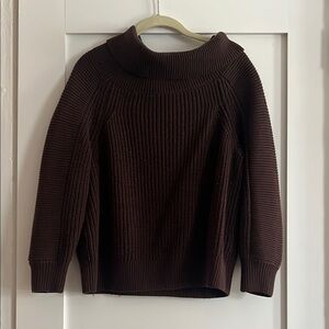 Rich Brown Chunky Knit Cowl Neck Sweater